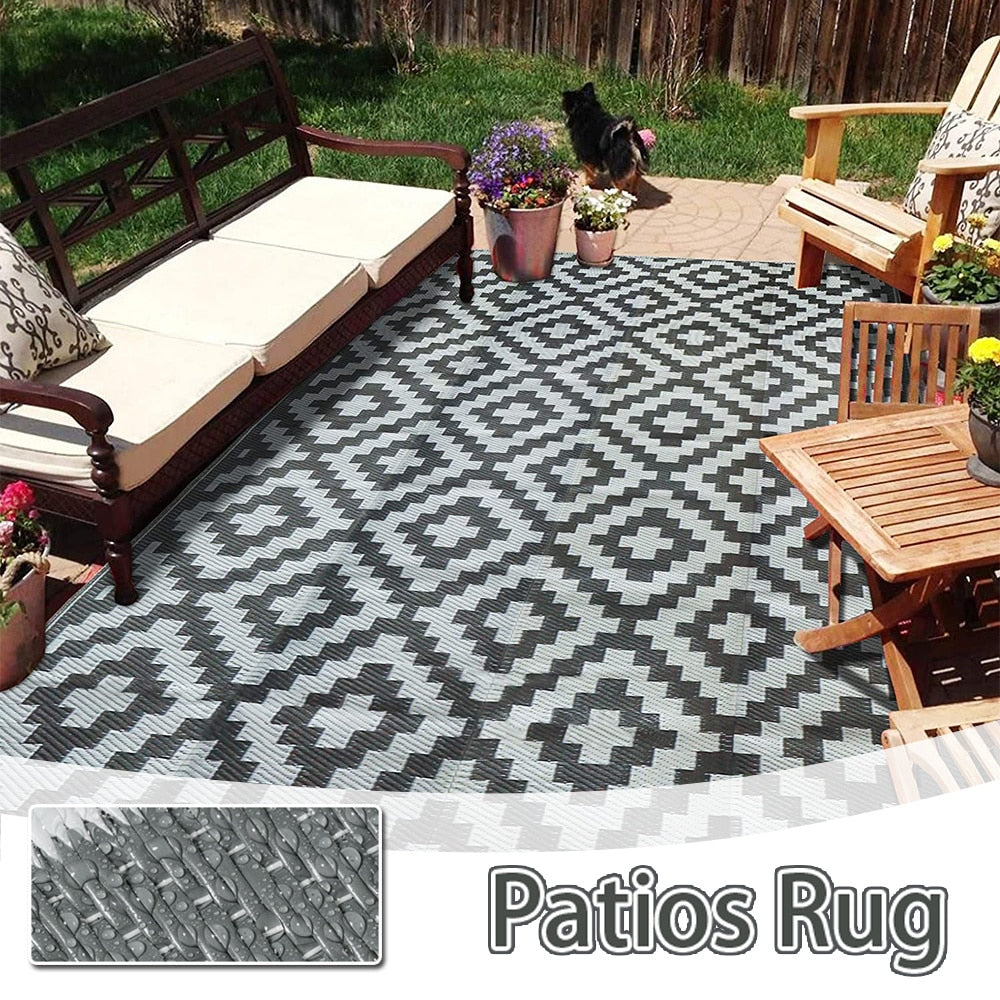 [Clearance] Non-slip Rug for Outdoor Patio Portable Woven Picnic Mat Easy Cleaning Reversible Carpet Multifunctional Floor Mat Home Decor